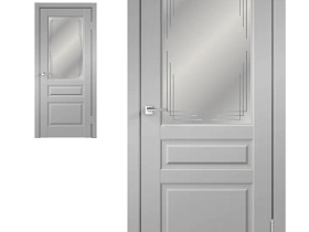 Межкомнатная дверь Velldoris Экошпон VILLA 3V цвет Серый эмалит стекло грани мателюкс